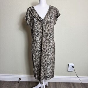 Dana Buchman Women's Dress Snake Print‎ Size M Sheath Short Sleeve Knee Length